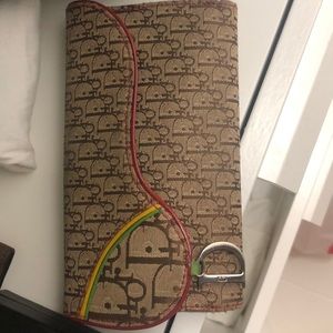 Dior Vintage Rasta Monogram Brown Wallet Clutch